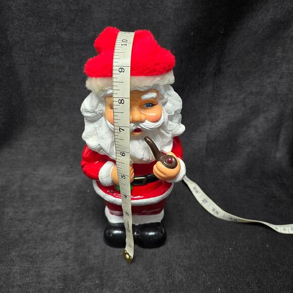 Vintage Smoking Pipe Santa Claus Carrying Toys Plastic Coin Bank Collectible - Picture 8 of 11